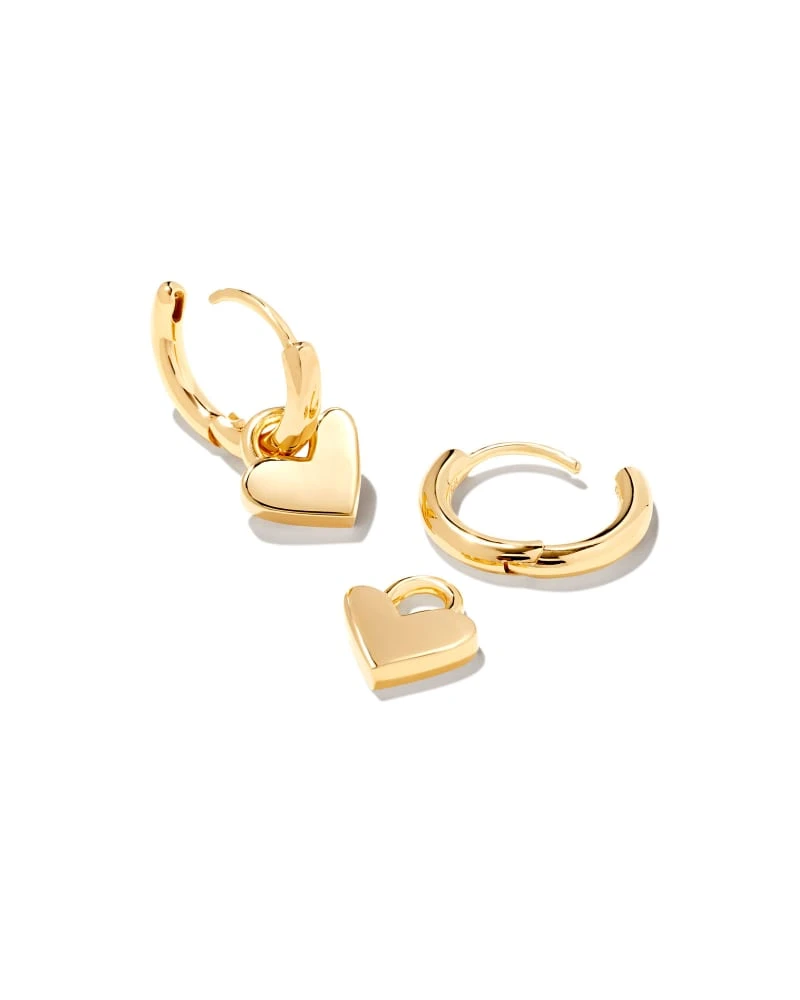 Heart Padlock Huggie Earrings In 18k Gold Vermeil 4 Heart Padlock Huggie Earrings In 18k Gold Vermeil - Image 2