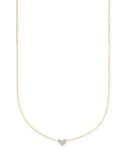 Heart 14k Yellow Gold Pendant Necklace In White Diamonds