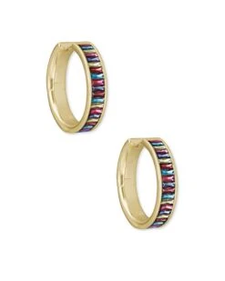 Jack Gold Hoop Earrings In Multi Crystal