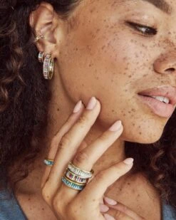 Jack Gold Hoop Earrings In Multi Crystal -Jewelry Shop kendra scott jack hoop earring gold multi color 02 lg