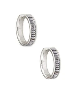 Jack Silver Hoop Earrings In Charcoal Gray Crystal