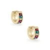 Jack Gold Huggie Earrings In Multi Crystal