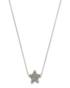 Jae Star Silver Pendant Necklace In Platinum Drusy