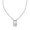 Jess Small Lock Chain Necklace In Silver -Jewelry Shop kendra scott jess small locket and chain necklace rhodium 00