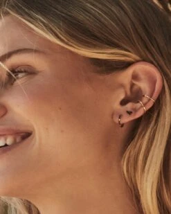 Jett 14k Yellow Gold Huggie Earrings In Black Diamond 9 Jett 14k Yellow Gold Huggie Earrings In Black Diamond -Jewelry Shop kendra scott jett huggie earrings 14k yellow gold black diamond 2