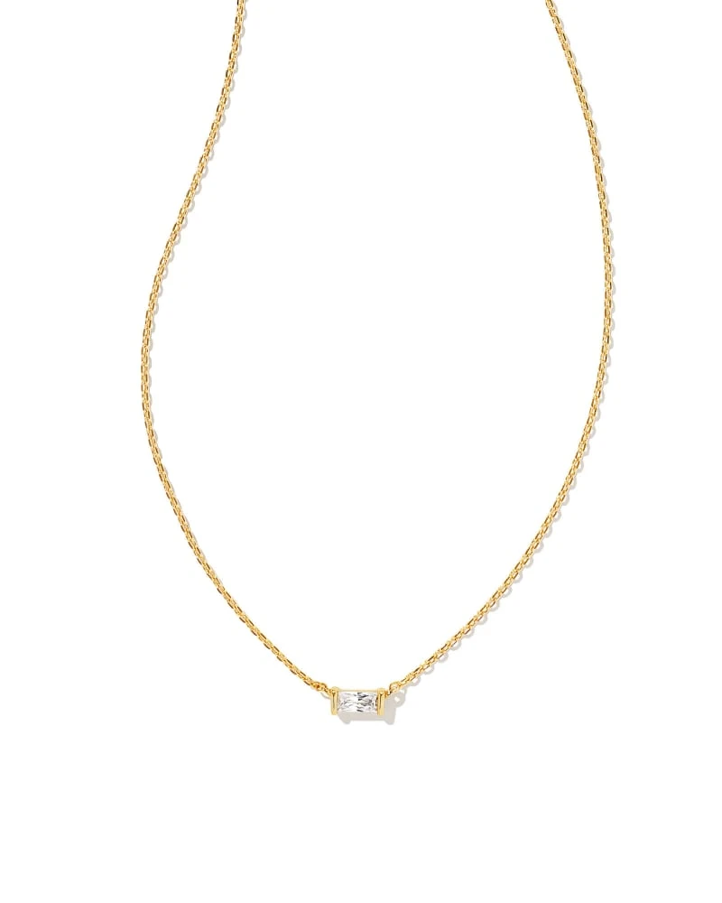 Juliette Gold Pendant Necklace In White Crystal 3 Juliette Gold Pendant Necklace In White Crystal