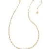 Juliette Gold Strand Necklace In White Crystal