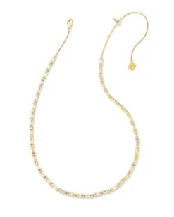 Juliette Gold Strand Necklace In White Crystal