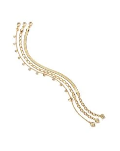 Kassie Set Of 3 Chain Bracelets In Gold -Jewelry Shop kendra scott kassie set of 3 chain bracelet gold 01