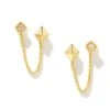 Kinsley Gold Convertible Earring Set In White Crystal -Jewelry Shop kendra scott kinsley earring set gold white cz 00