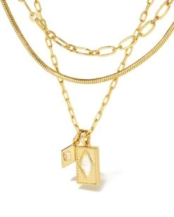 Kinsley Gold Multi Strand Necklace In Ivory Mother-of-Pearl