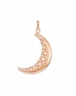 Large Crescent Moon Charm In Rose Gold -Jewelry Shop kendra scott large crescent moon charm rose gold 01 lg