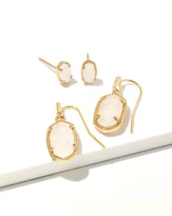 Lee Gold Earring Set In Iridescent Drusy 