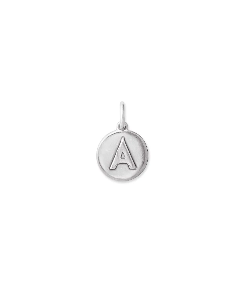 Letter A Coin Charm In Oxidized Sterling Silver 3 Letter A Coin Charm In Oxidized Sterling Silver