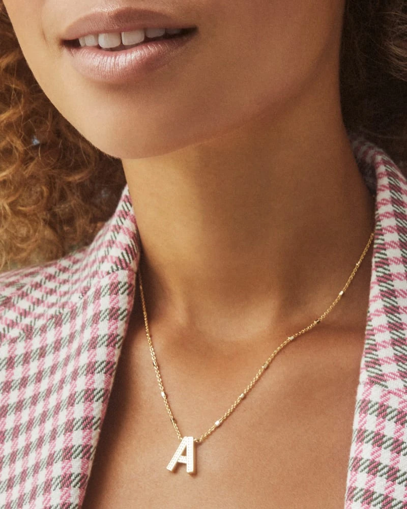 Letter A Pendant Necklace In Gold 5 Letter A Pendant Necklace In Gold - Image 3