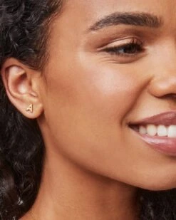 Letter A Single Stud Earring In 18k Gold Vermeil -Jewelry Shop kendra scott letter a stud earring 18k gold vermeil