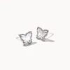 Lillia Butterfly Silver Stud Earrings In Dichroic Glass
