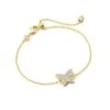 Lillia Crystal Butterfly Gold Delicate Chain Bracelet In White Crystal -Jewelry Shop kendra scott lillia crystal delicate chain bracelet gold white crystal 00