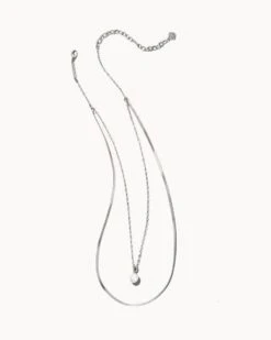 Lindsay Silver Multi Strand Necklace In White Pearl