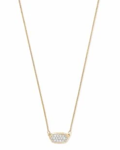 Lisa Pendant Necklace In Pave Diamond And 14k Yellow Gold -Jewelry Shop kendra scott lisa necklace 14k yellow gold diamond 01 lg