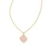 Mallory Gold Pendant Necklace In Rose Quartz -Jewelry Shop kendra scott mallory pendant necklace gold rose quartz 00