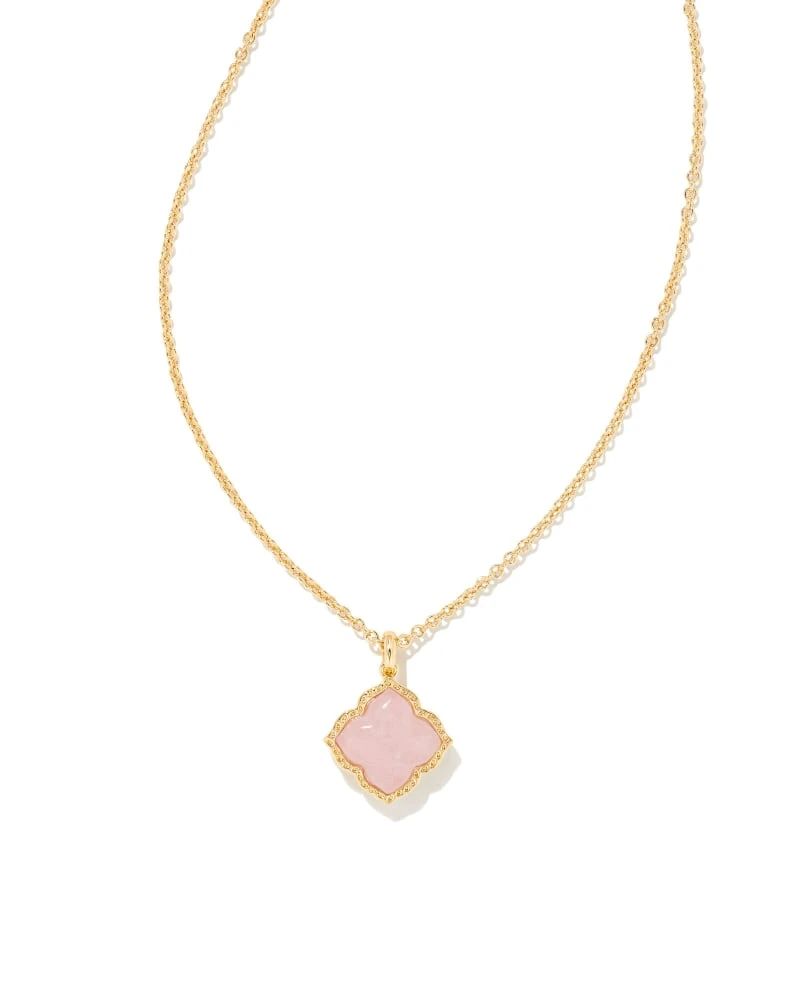 Mallory Gold Pendant Necklace In Rose Quartz 3 Mallory Gold Pendant Necklace In Rose Quartz