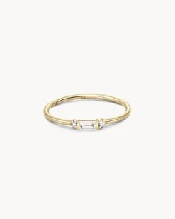 Maria 14k Yellow Gold Band Ring In White Diamond
