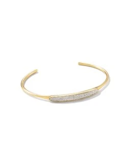 Marisa 14k Yellow Gold Statement Cuff Bracelet In White Diamond