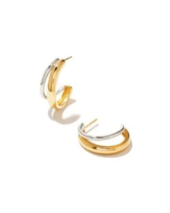 Meg Double Hoop Earrings In Mixed Metal -Jewelry Shop kendra scott meg double hoop earrings 18k yellow gold vermeil Sterling Silver 00