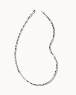 Beck Round Box Chain Necklace In Oxidized Sterling Silver