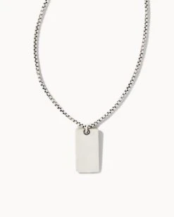 Dog Tag Necklace In Oxidized Sterling Silver