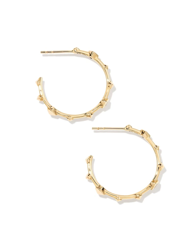 Michelle 14k Yellow Gold Hoop Earrings In White Diamond 4 Michelle 14k Yellow Gold Hoop Earrings In White Diamond - Image 2