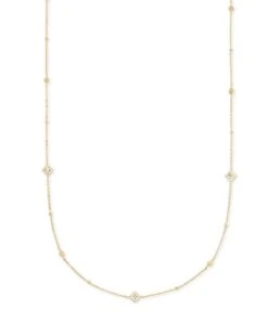 Michelle 14k Yellow Gold Strand Necklace In White Diamond