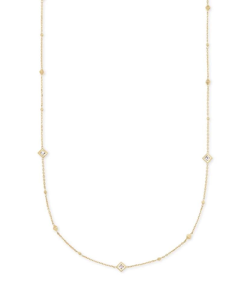 Michelle 14k Yellow Gold Strand Necklace In White Diamond 3 Michelle 14k Yellow Gold Strand Necklace In White Diamond