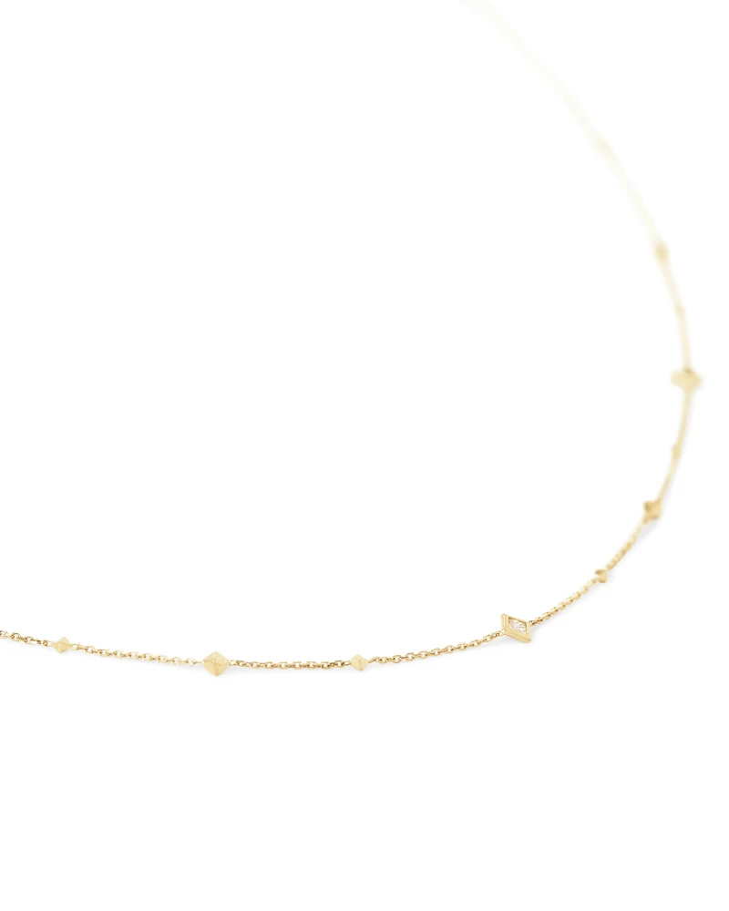 Michelle 14k Yellow Gold Strand Necklace In White Diamond 6 Michelle 14k Yellow Gold Strand Necklace In White Diamond - Image 4