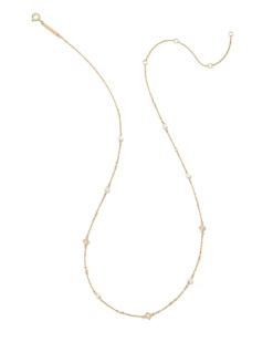 Michelle 14k Yellow Gold Strand Necklace In White Pearl -Jewelry Shop kendra scott michelle strand necklace 14k yellow gold wt pearl wt diamond 01
