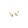 Michelle 14k Yellow Gold Stud Earrings In White Diamond