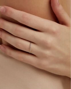 Mila 14k Yellow Gold Band Ring In White Diamond -Jewelry Shop kendra scott mila fine ring white 14kgold diamond 02 lg