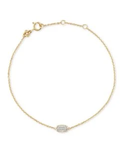 Millicent 14k Yellow Gold Delicate Chain Bracelet In White Diamond