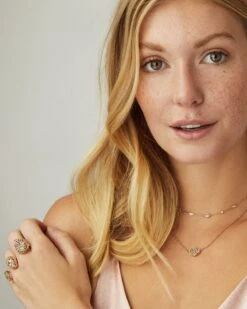 Naomi Gold Double Ring In Platinum Drusy -Jewelry Shop kendra scott naomi ring rosegold rosegolddrusy 01 lg