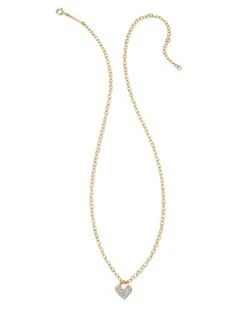 Pave Heart Padlock 14k Yellow Gold Pendant Necklace In White Diamond -Jewelry Shop kendra scott pave heart padlock 14k yellow gold white diamond 01