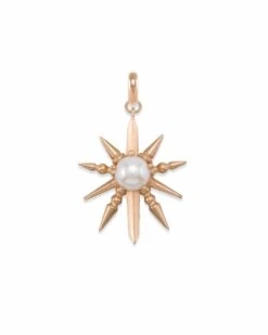Sunburst With Pearl Charm In Rose Gold