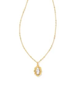 Piper Gold Pendant Necklace In White Howlite