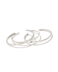 Quinn Cuff Bracelets Set Of 3 In Silver -Jewelry Shop kendra scott quinn cuff bracelet set of 3 rhodium 01