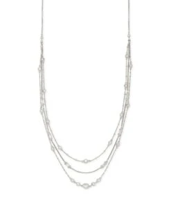 Rina Silver Multi Strand Necklace In Lustre Glass