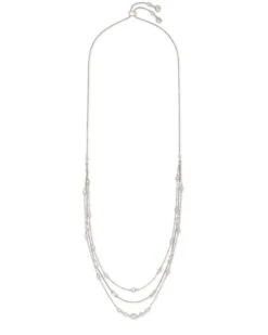 Rina Silver Multi Strand Necklace In Lustre Glass -Jewelry Shop kendra scott rina multi stand necklace rhodium lustre plated clear glass white cz 01 lg