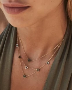 Shannon 14k Yellow Gold Collar Necklace In Black Diamond -Jewelry Shop kendra scott shannon strand necklace 14k yellow gold black diamond 5