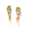 Shiva Vintage Gold Ear Jacket Earrings In Teal Howlite -Jewelry Shop kendra scott shiva ear jacket earrings vintage gold teal howlite 00