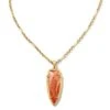 Skylar Vintage Gold Small Long Pendant In Orange Banded Agate -Jewelry Shop kendra scott skylar small long pendant necklace vintage gold orange banded agate 00