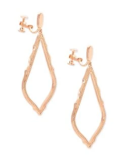 Sophee Clip On Drop Earrings In Rose Gold -Jewelry Shop kendra scott sophee earring rose gold na 01 lg